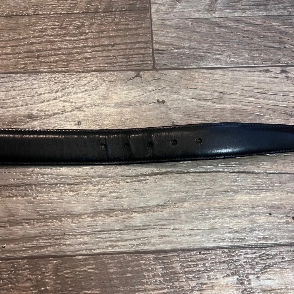 Brooks‎ Brothers Mens Black Leather Dress Belt Gold Buckle Size 38 Made in USA